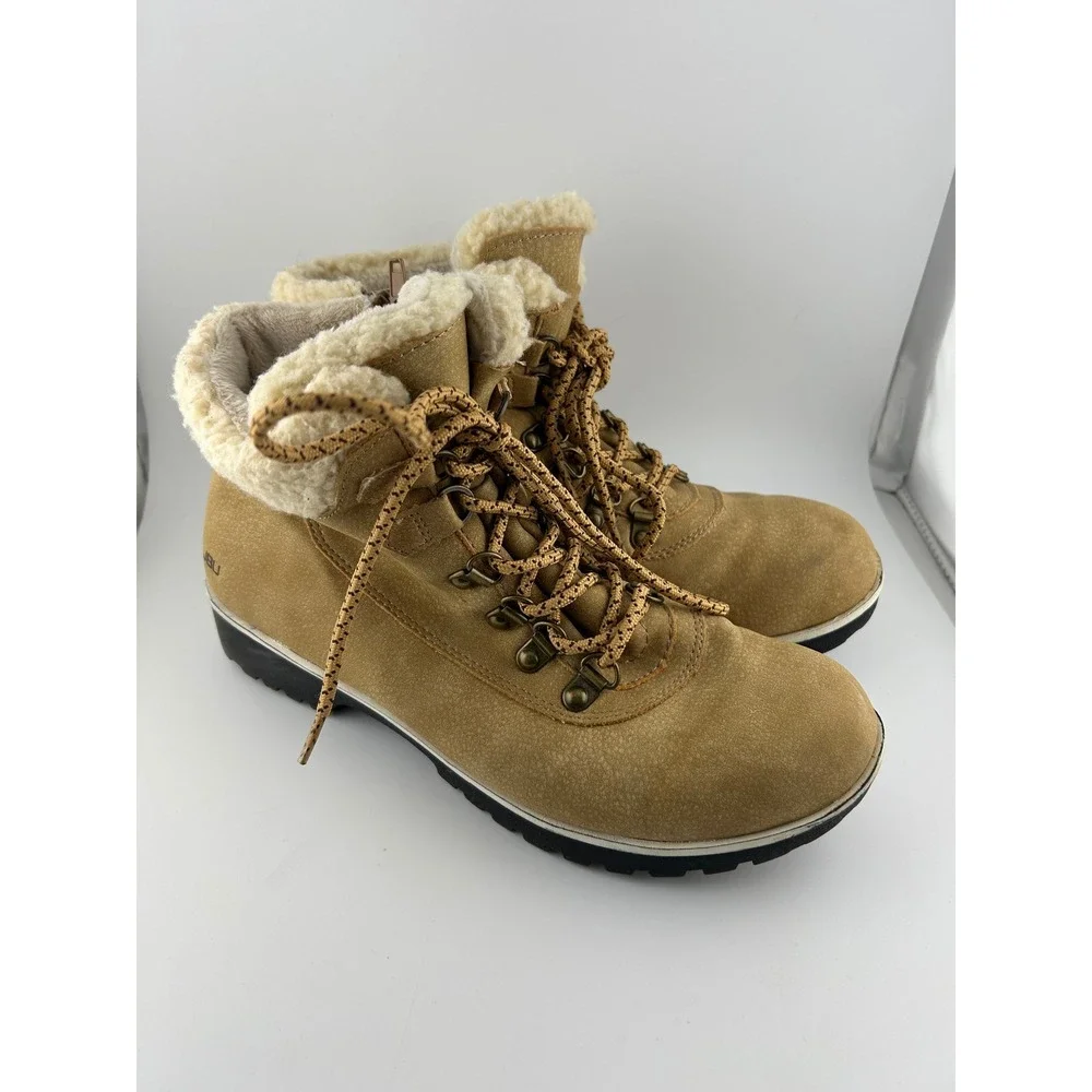 JBU by Jambu Blue Creek Women's Tan Suede Sherpa Lined Lace‎ Up Winter Boots 7M